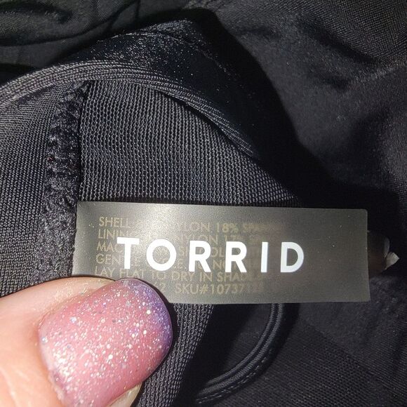 Torrid Slim Fix Wireless Lattice Front One Piece Swimsuit Black 3 3x - Picture 8 of 10